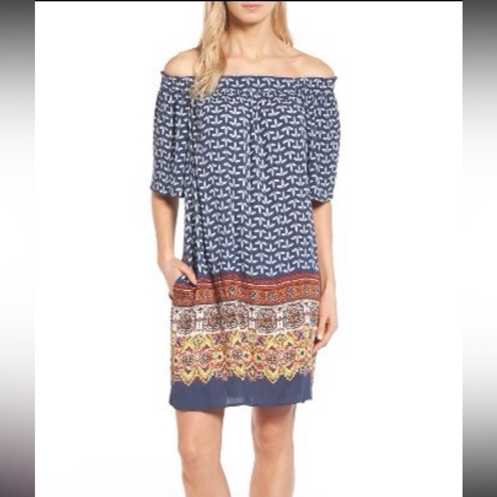 CASLON OFF SHOULDER DRESS W/ POCKETS L